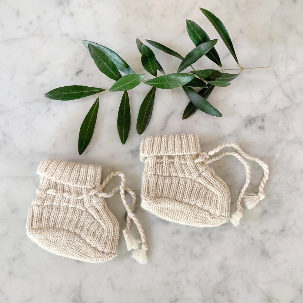 Elephantito Baby Alpaca Cable Knit Booties, 6m
